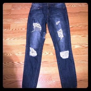 Forever 21 Dark Wash Jeans Distressed Denim Sz 27